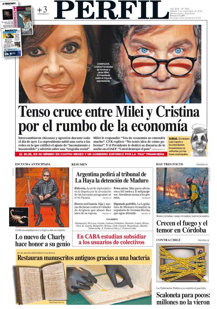 La tapa del Diario PERFIL del sábado 7 de septiembre de 2024