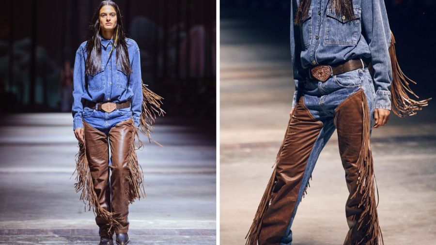 Look Denim con flecos, Kosiuko BAFWEEK