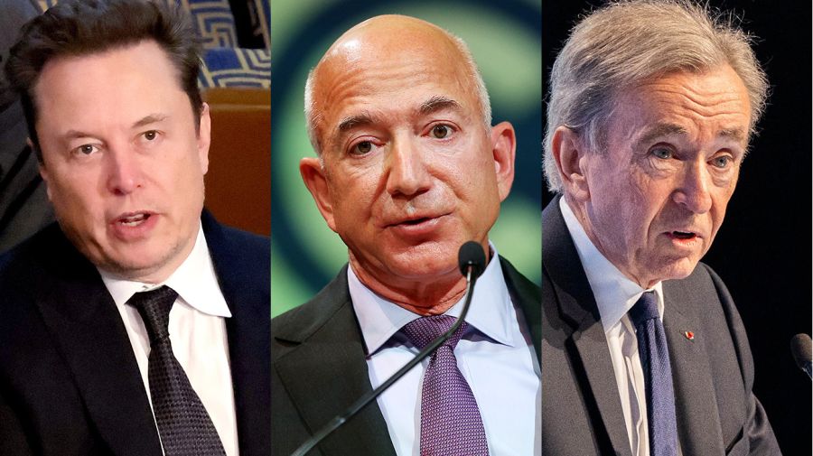 Elon Musk, Jeff Bezos y Bernard Arnault