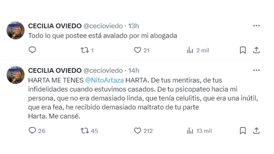 Cecilia Oviedo contra Nito Artaza