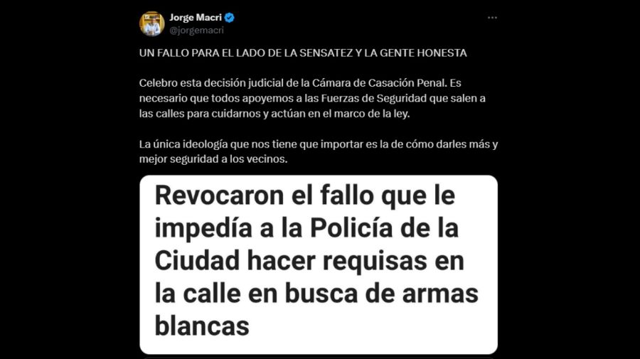 Tweet de Jorge Macri