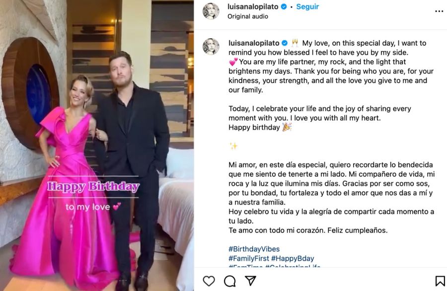 El mensaje de Luisana Lopilato a Michael Buble