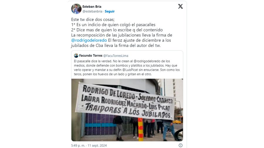 Esteban Bría defiende a de Loredo en X