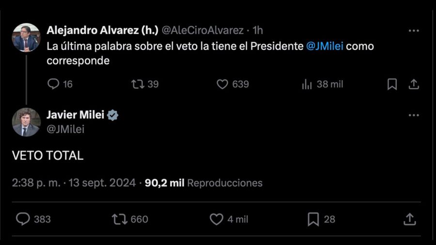 Mensaje de Javier Milei