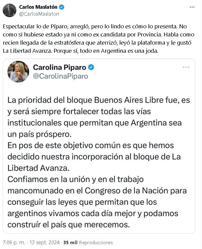 Carlos Maslatón vs. Carolina Píparo