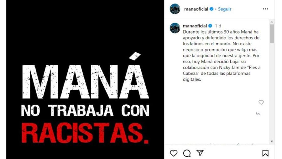 Comunicado Maná contra Nicky Jam