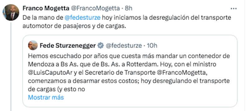 El gobierno desreguló el transporte de cargas: qué implica la medida que celebró Federico Sturzenegger