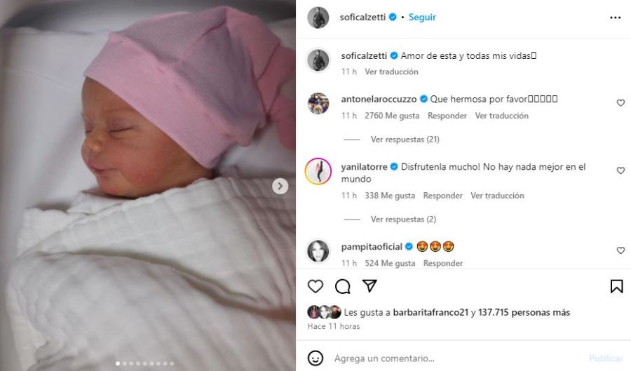  Sofía Calzetti mostró la intimidad de los primeros momentos con Olivia, la hija que tuvo con el Kun Aguero 