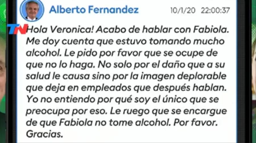 Alberto Fernández filtra chats con su exsuegra donde hablan del alcoholismo de Fabiola Yáñez 20240918