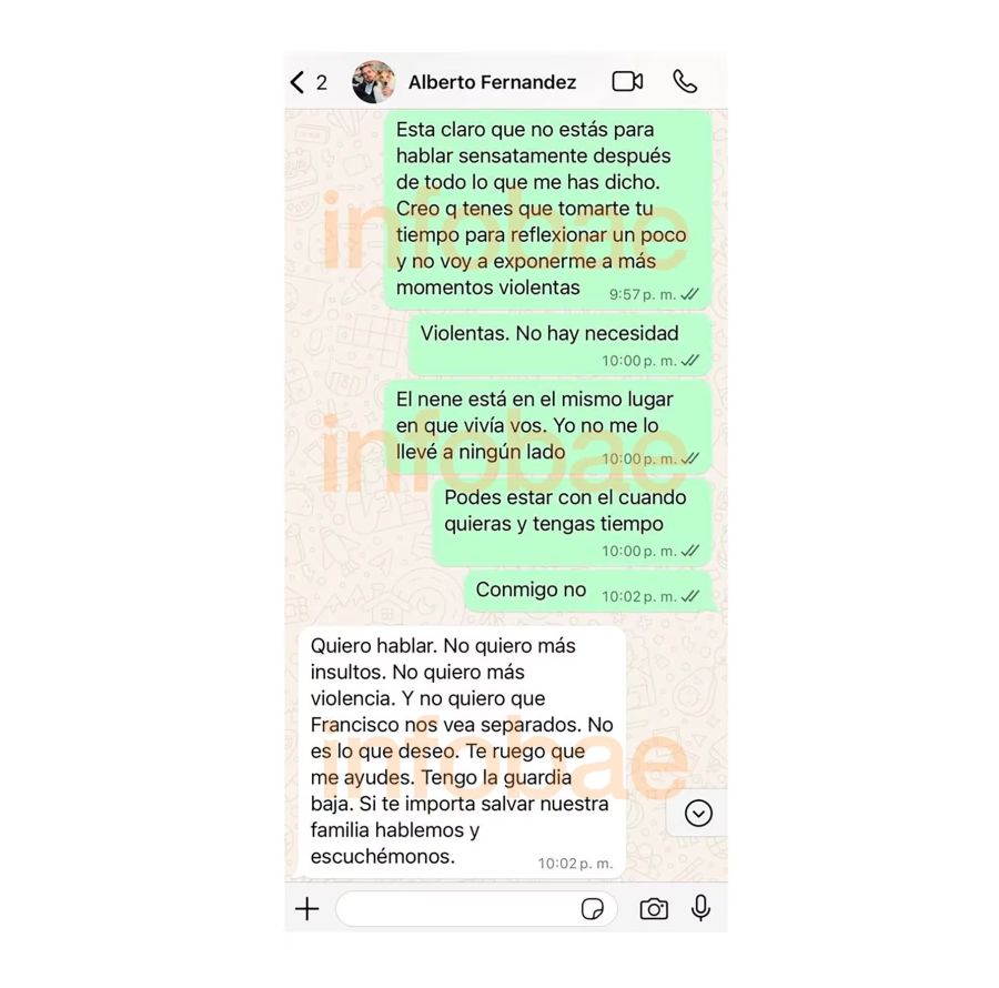 Nuevo chat entre Fabiola Yañez y Alberto Fernández