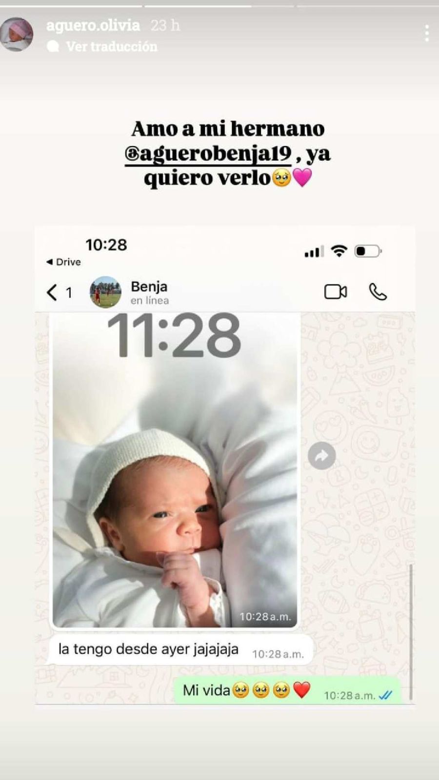 El tierno gesto de Benjamín Agüero con su hermanita Olivia