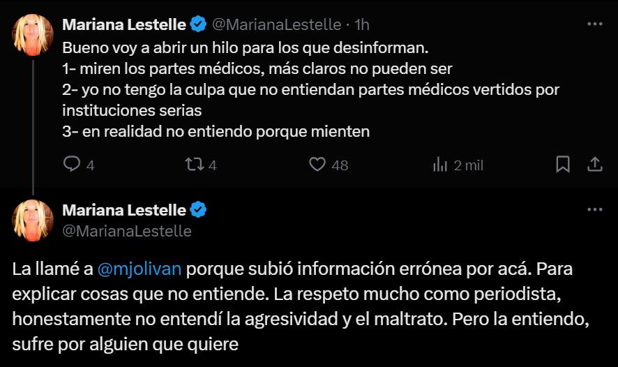 Mariana Lestelle sobre los partes médicos de Jorge Lanata