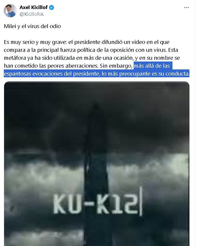 Twit Kicillof KU-K 12