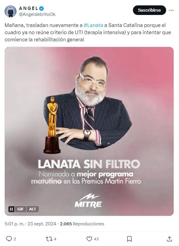 Cómo sigue la salud de Jorge Lanata: 