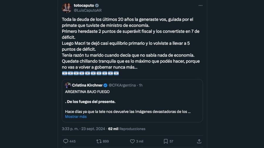 Mensaje de Luis Caputo