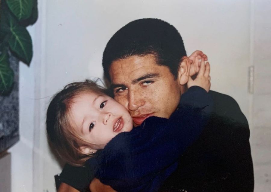 Juan Roman Riquelme y su hija Florencia