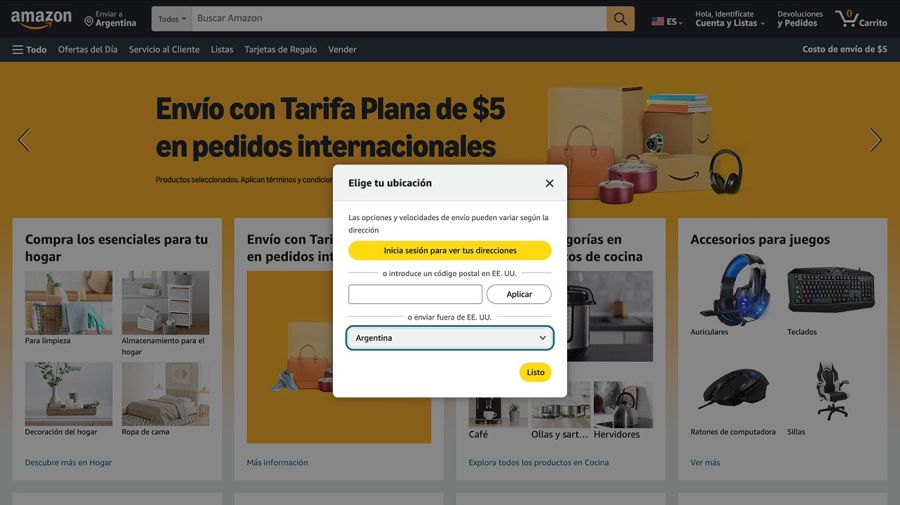 Amazon compras desde Argentina 