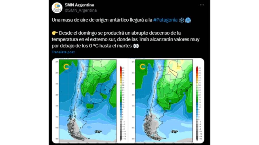 SMN - Frío en la Patagonia 20240928