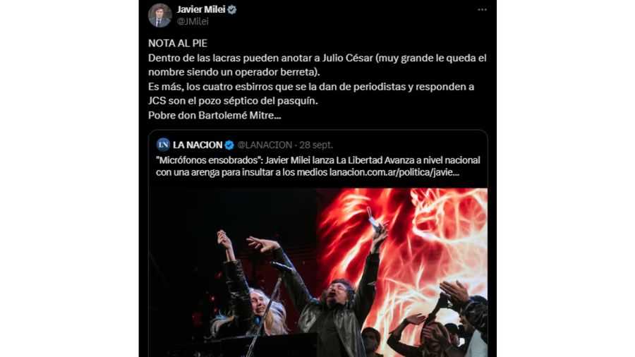 Críticas de Javier Milei contra el periodismo 20240930