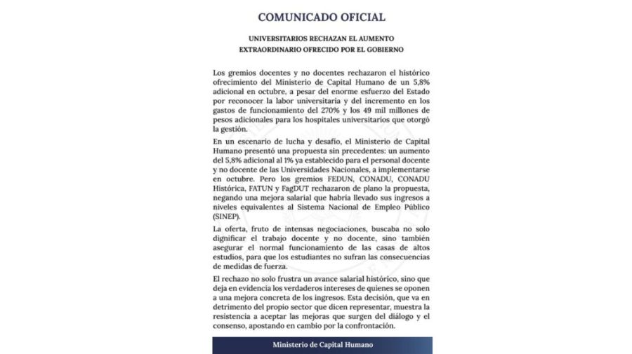 Comunicado de Capital Humano