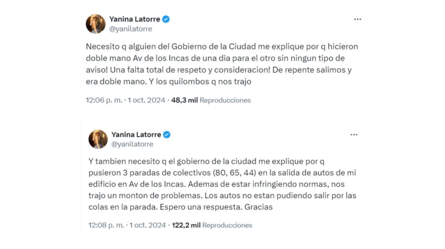 El reclamo de Yanina Latorre al Gobierno de la Ciudad