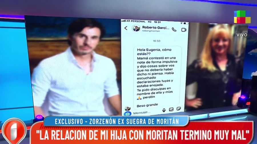 Mensaje de Roberto Garcia Moritan a Maria Eugenia Zorzenon