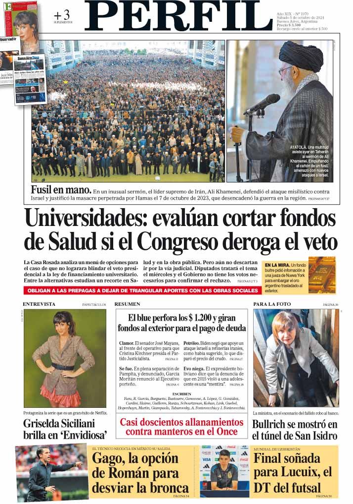 La tapa del Diario PERFIL de este sábado 5 de octubre de 2024