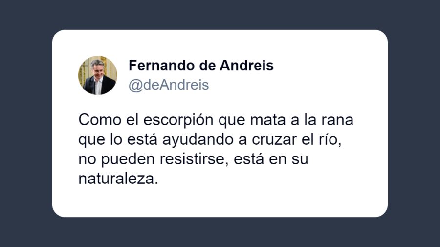 Tuit de Fernando de Andreis, luego de la reunión Macri-Santiago Caputo.