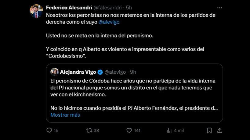 Federico Alesandri le respondió a Vigo