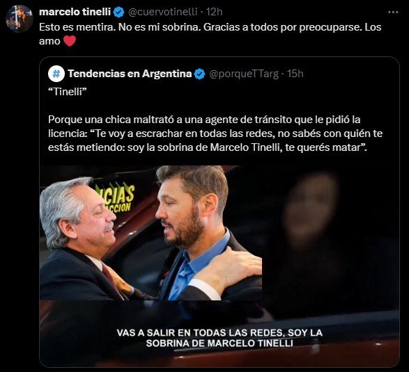 Marcelo Tinelli desmintió la información de la supuesta sobrina que se escapó de los agentes de tránsito 1