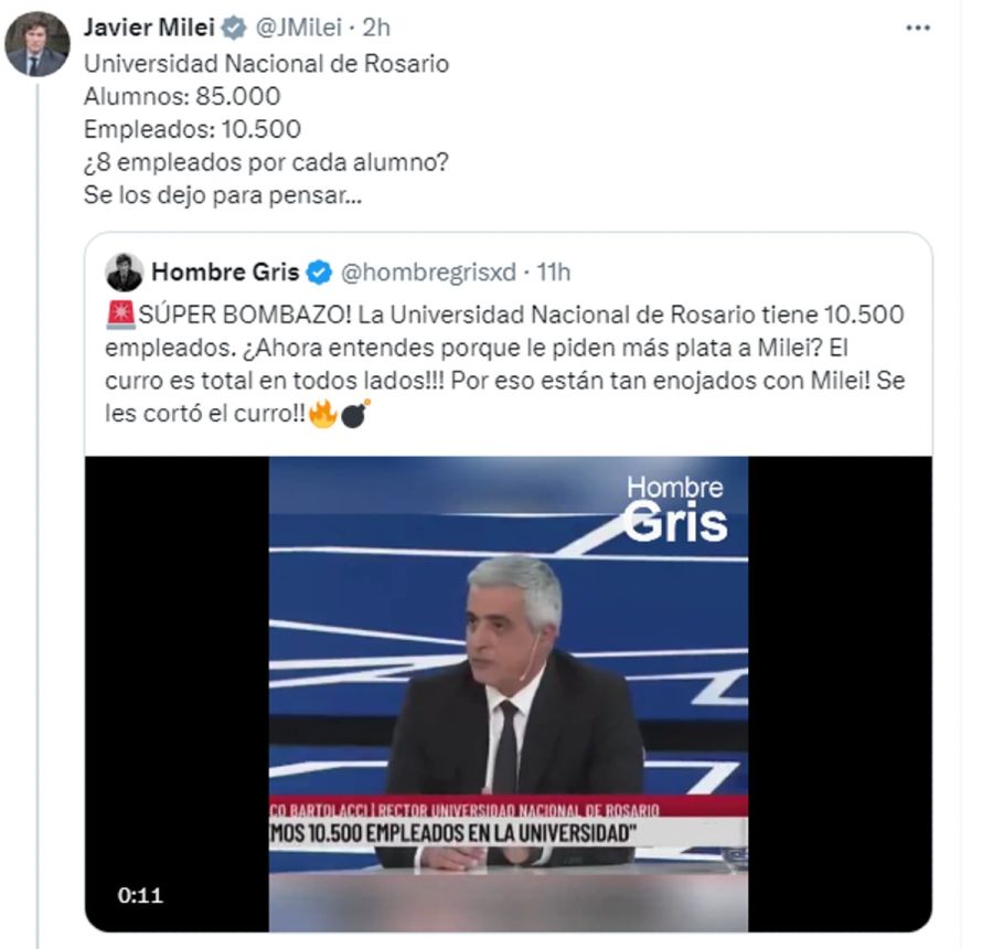 El error de Javier Milei al criticar a la Universidad de Rosario 20241010