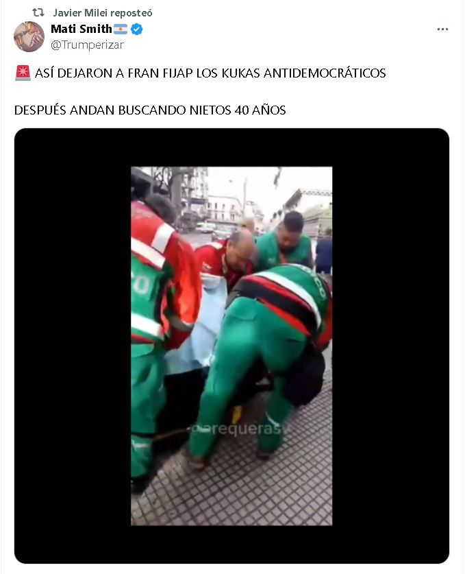 El polémico retuit de Milei que ataca a las Abuelas de Plaza de Mayo