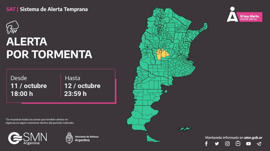 Alerta por tormentas SMN 20241011