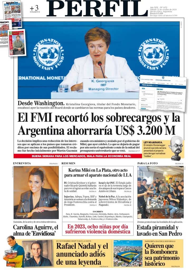 La tapa del Diario PERFIL del sábado 12 de octubre de 2024