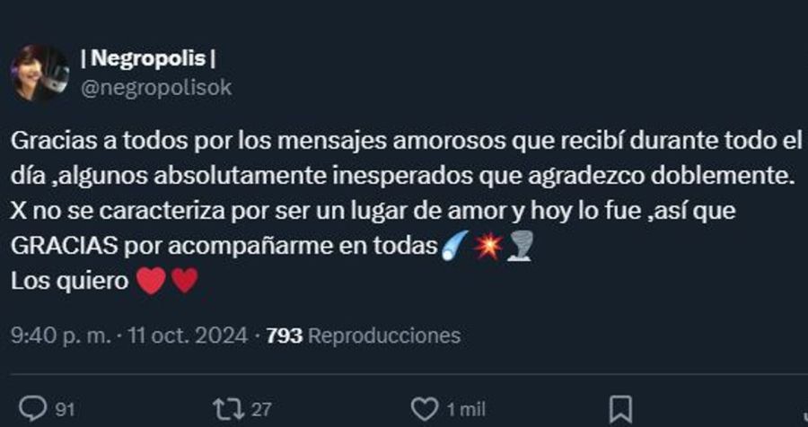 Mensaje La Negra Vernaci sobre su salud