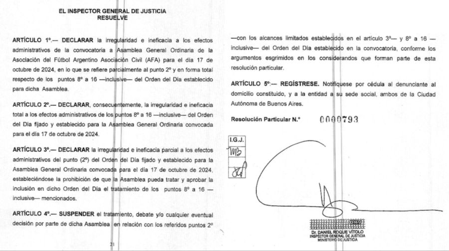 IGJ suspendió elecciones AFA