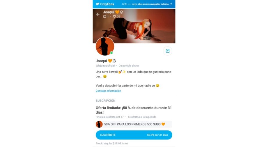 La Joaqui se sumó a OnlyFans