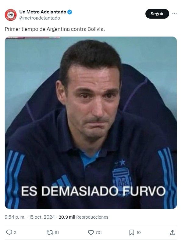 Los mejores memes del partido entre Argentina y Bolivia por Eliminatorias Sudamericanas 