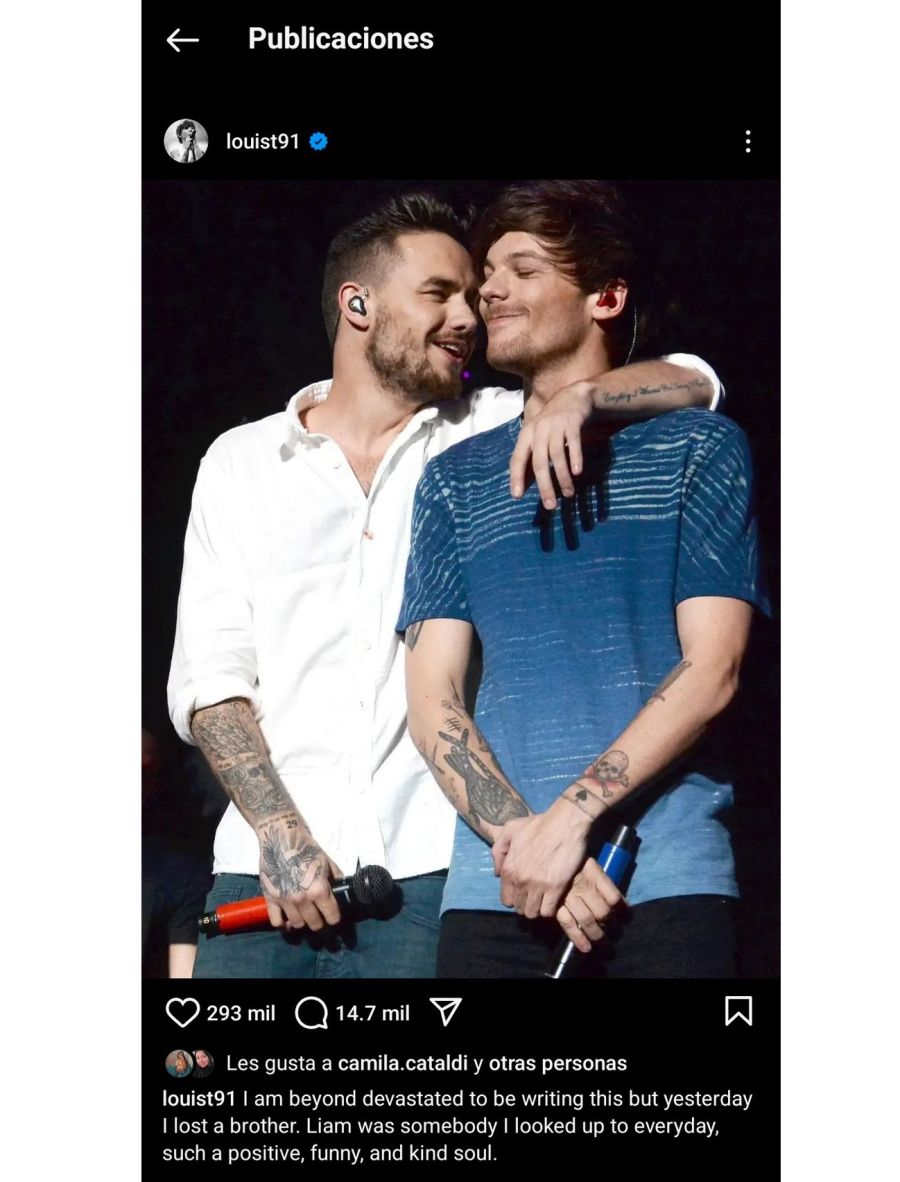 Louis Tomlinson se despidió de Liam Payne