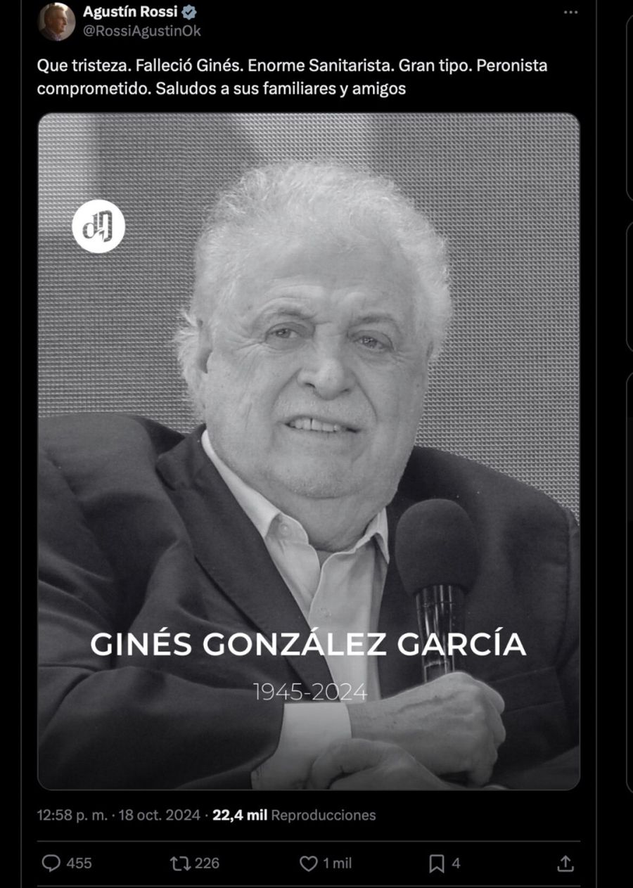 Mensajes por la muerte de Ginés González García