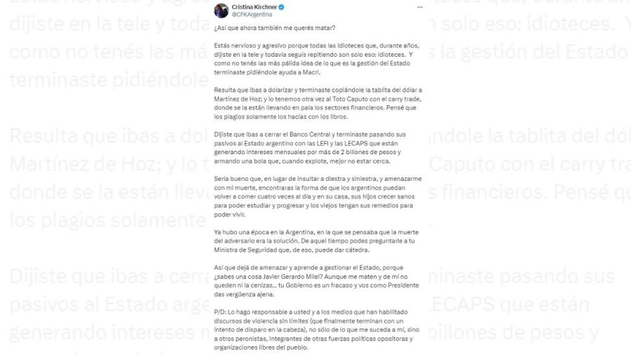 Cristina le contestó a Milei