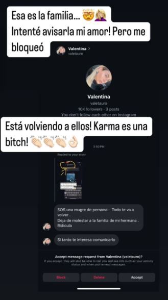 La furiosa respuesta de la cuñada del Pocho Lavezzi a Natalia Borges tras filtrar los chats: 