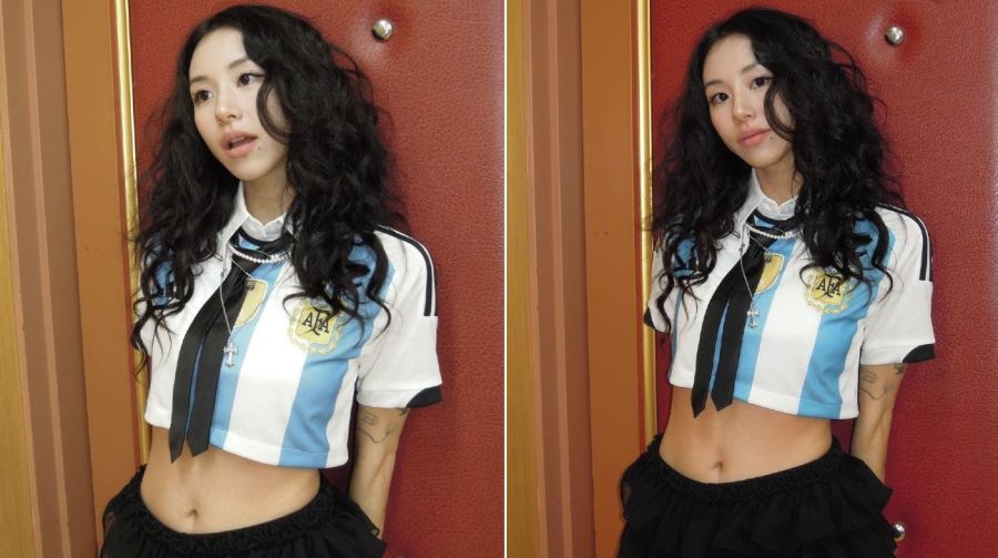 Chaeyoung con la camiseta argentina