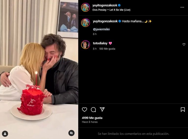 Yuyito González y su romántico posteo por el cumpleaños de Javier Milei