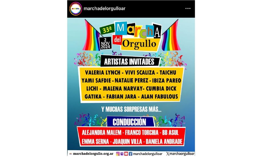 Artistas que están en la Marcha del Orgullo 2024