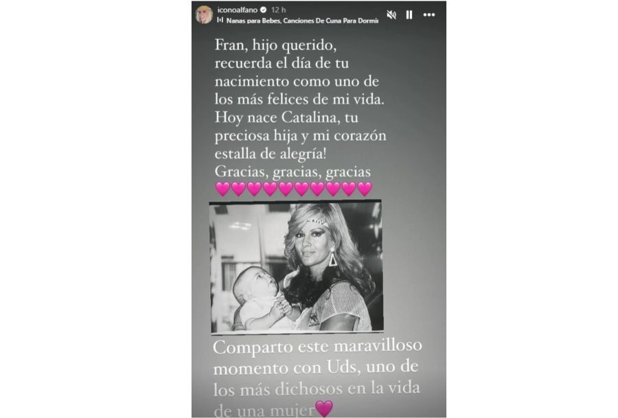 Graciela Alfano por el nacimiento de su nieta