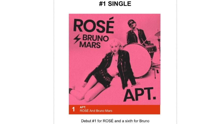 Rosé y Bruno Mars lideran el chart Nueva Zelanda con APT