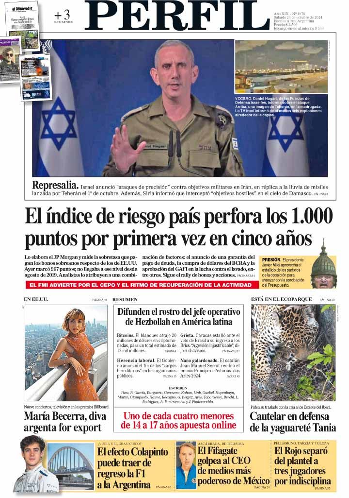 La tapa del Diario PERFIL del sábado 26 de octubre de 2024