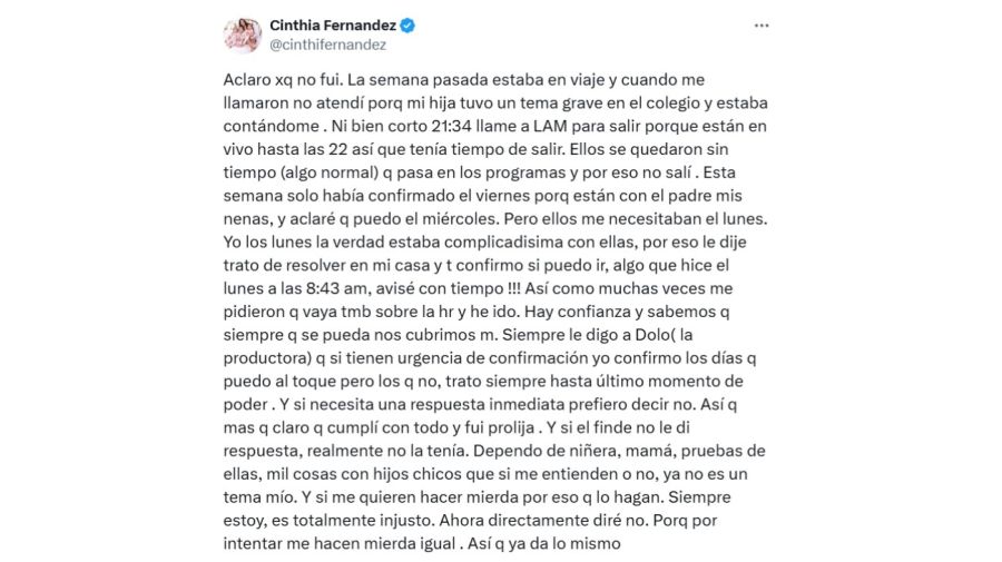 Cinthia Fernández contra LAM