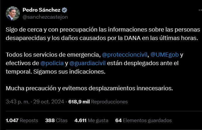 X Pedro Sánchez Dana